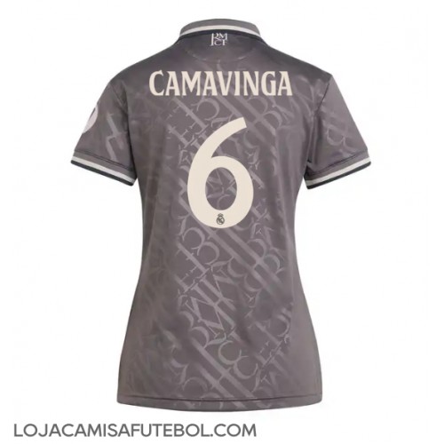 Camisa de Futebol Real Madrid Eduardo Camavinga #6 Equipamento Alternativo Mulheres 2024-25 Manga Curta